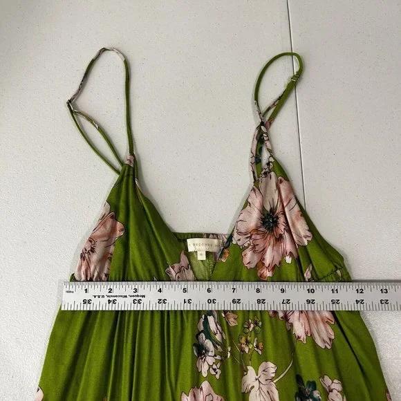 Sun Becomes Her Revolve Womens Dress 6 Green Solstice Trapeze Maxi Floral Tiered - Picture 9 of 11